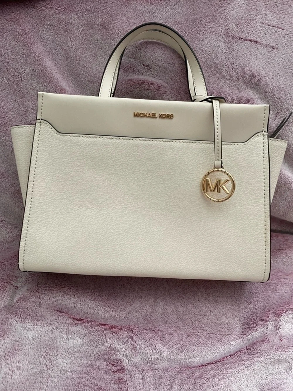 Michael Kors Ivory Leather Top-Handle Satchel - Picture 2 of 5